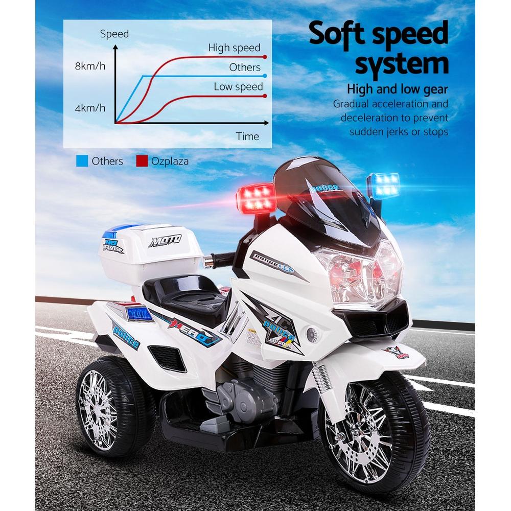 Rigo Kids Ride On Motorbike Motorcycle Car White