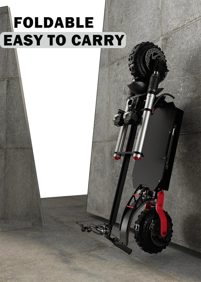 TurboVoyager 5600: 72V 5600W Off-Road Electric Scooter – 90 km/h Max Speed, 110 km Range, Foldable Design