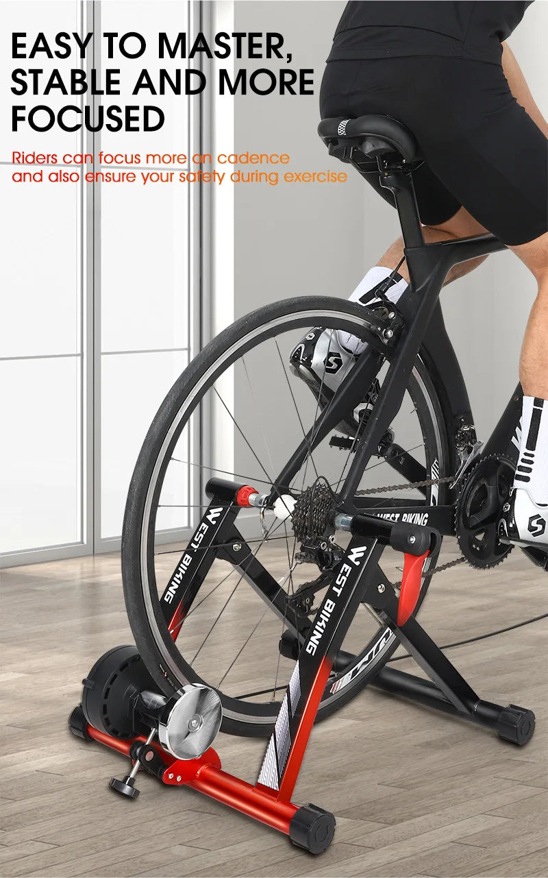 WEST BIKING Indoor Cycling Trainer 6 Speed Magnetic Resistance Wire Control Bike Trainer MTB Road Bike Roller Cycling Platform