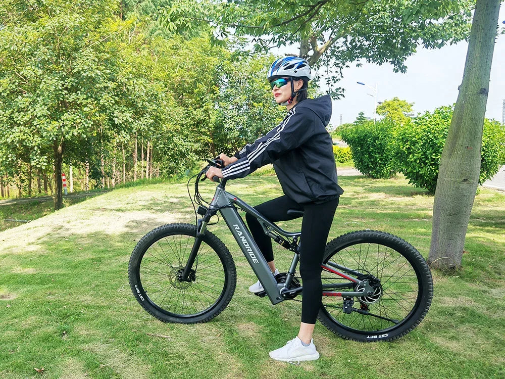 RANDRIDE YG90 Electric Bicycle 1000W 48V17AH Hydraulic Brake Ebike with Full Suspension  21 Gears Shift Free Rack
