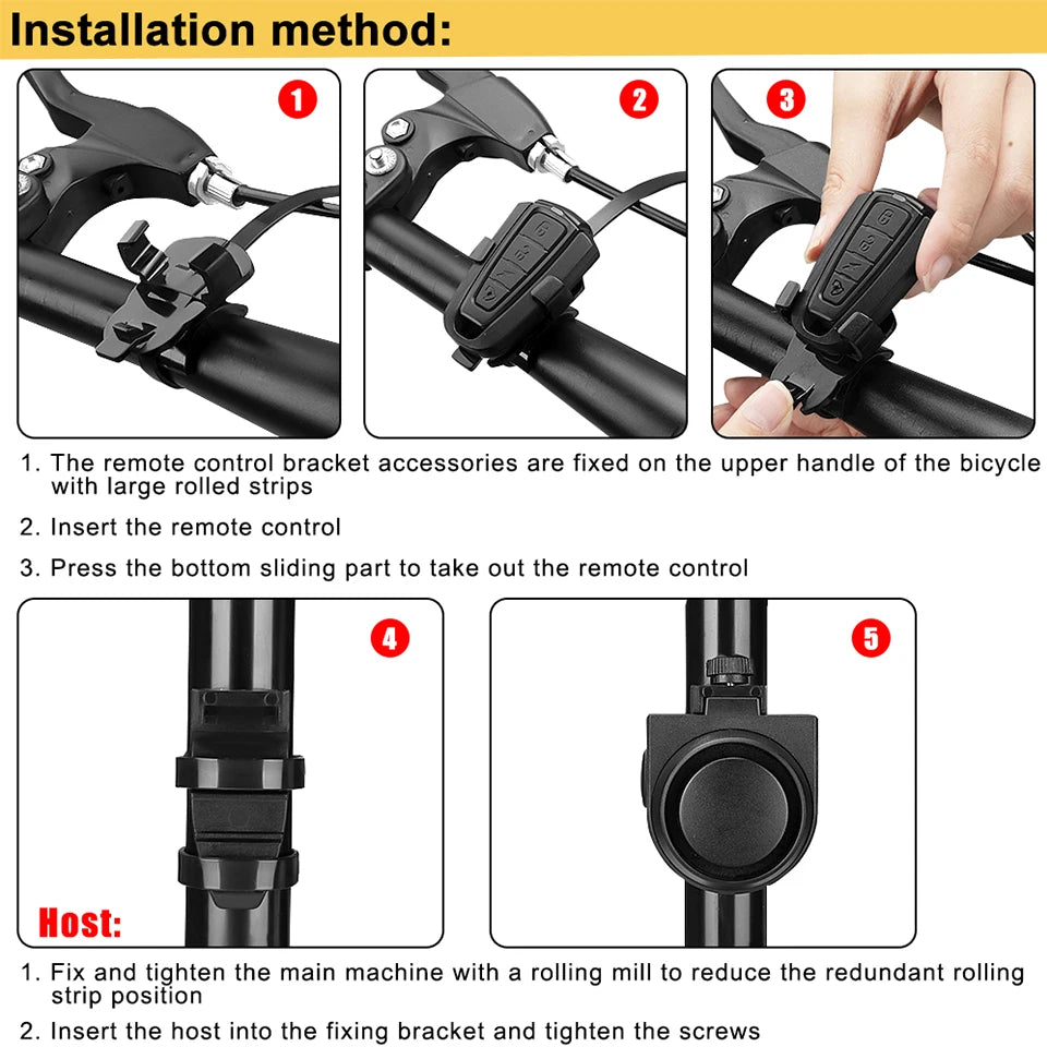 Rockbye Bike Bell USB Rechargeable Motorcycle Electric Horn MTB Road Cycling Remote Control Anti-theft Alarm Bicycle Accessories