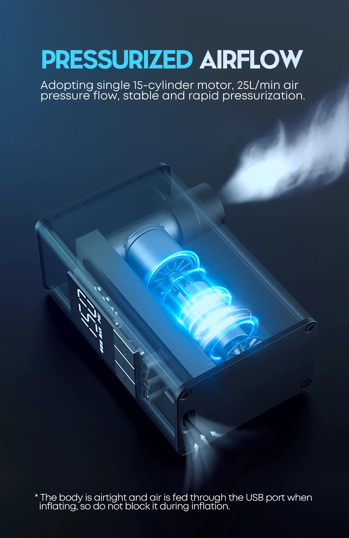 Aluminum Alloy 150 PSI Electric Pump Portable Bike Air Rechargeable Tire Inflator Schrader Presta Valve Silver CYCLAMI A3 MAX