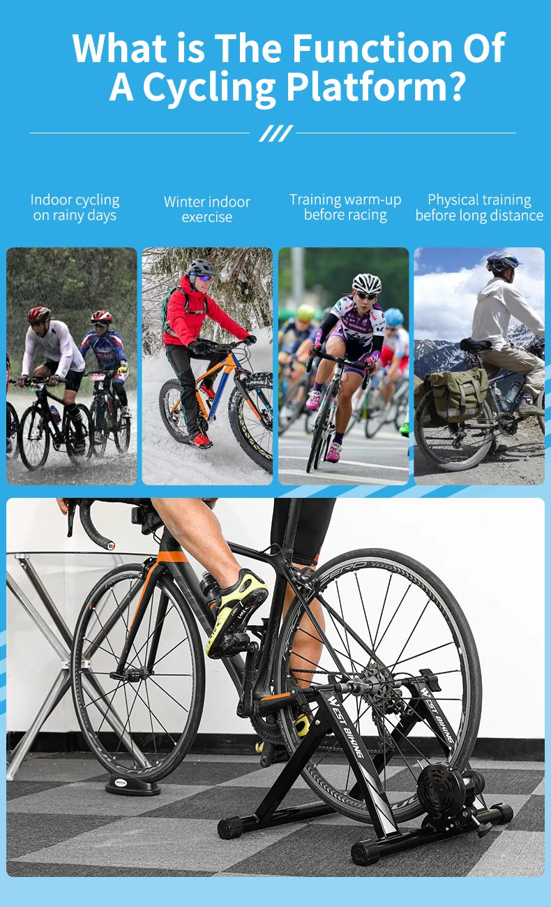 WEST BIKING Indoor Cycling Trainer 6 Speed Magnetic Resistance Wire Control Bike Trainer MTB Road Bike Roller Cycling Platform