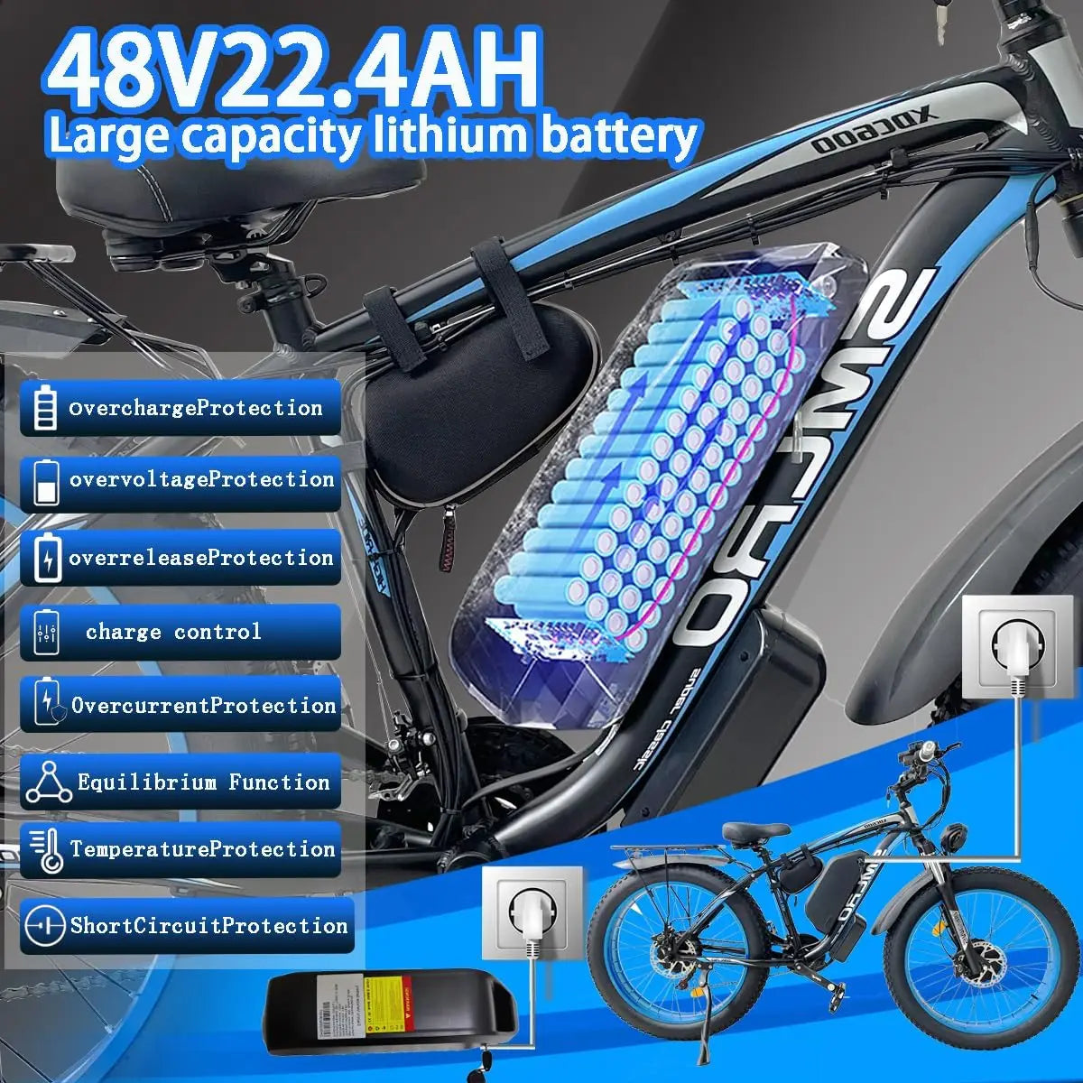 Powerful 2000W Double Motor Electric Mountain Bicycle 48V Smlro XDC600 Pro E-Bike 26*4.0 Fat Tire Front Rear Motorcycle
