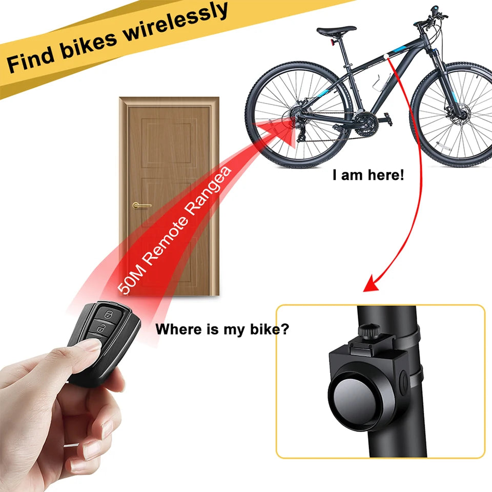 Rockbye Bike Bell USB Rechargeable Motorcycle Electric Horn MTB Road Cycling Remote Control Anti-theft Alarm Bicycle Accessories