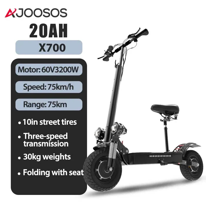TurboVoyager 5600: 72V 5600W Off-Road Electric Scooter – 90 km/h Max Speed, 110 km Range, Foldable Design