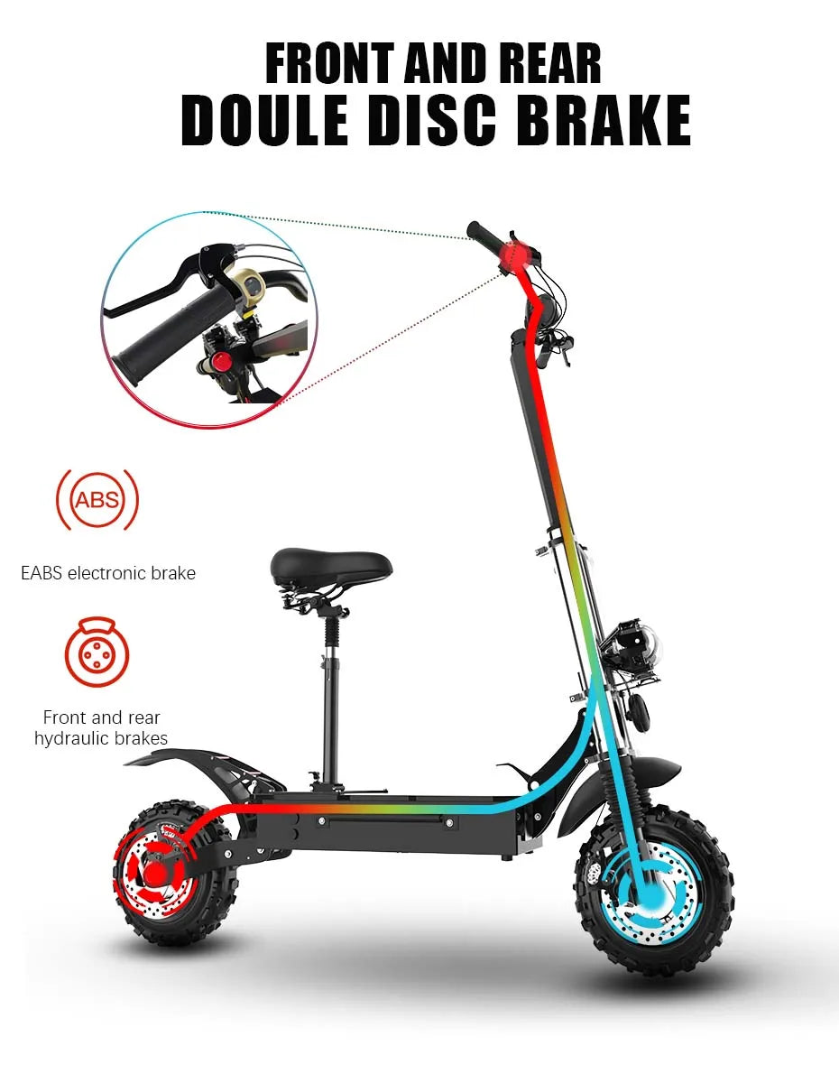 TurboVoyager 5600: 72V 5600W Off-Road Electric Scooter – 90 km/h Max Speed, 110 km Range, Foldable Design