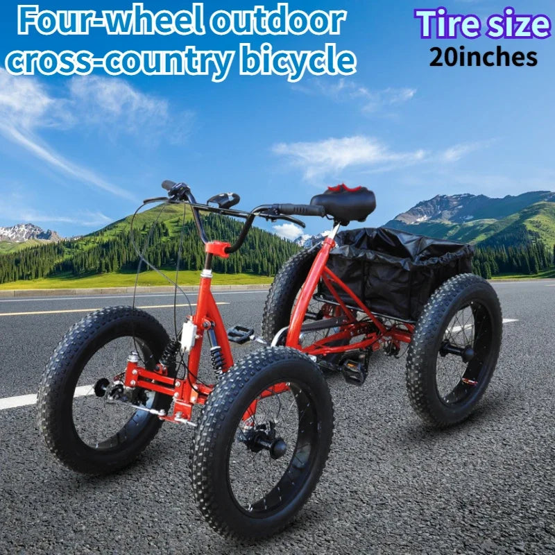 Quad bike 20-inch fat tire with storage basket
