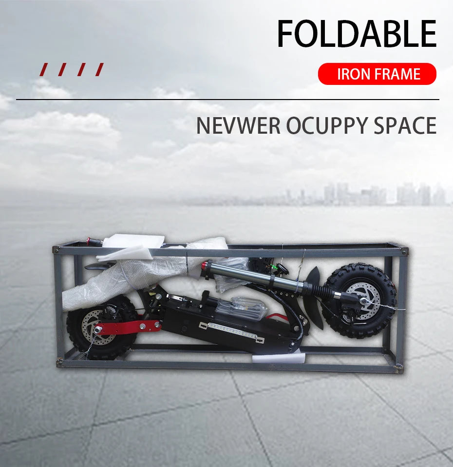 TurboVoyager 5600: 72V 5600W Off-Road Electric Scooter – 90 km/h Max Speed, 110 km Range, Foldable Design