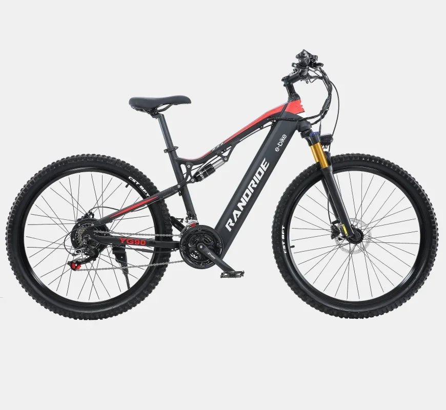 RANDRIDE YG90 Electric Bicycle 1000W 48V17AH Hydraulic Brake Ebike with Full Suspension  21 Gears Shift Free Rack