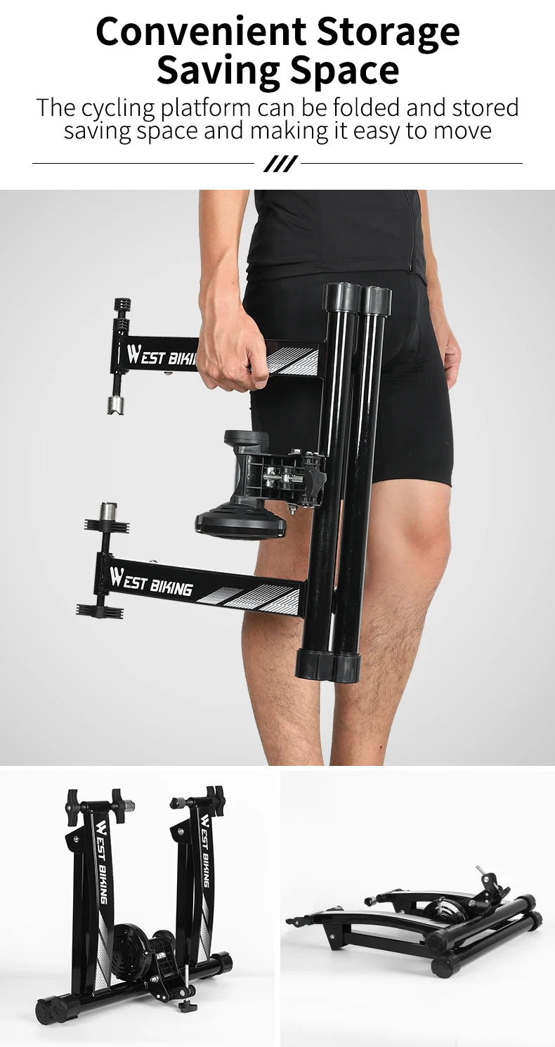 WEST BIKING Indoor Cycling Trainer 6 Speed Magnetic Resistance Wire Control Bike Trainer MTB Road Bike Roller Cycling Platform