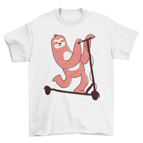 Sloth riding scooter t-shirt