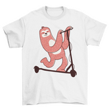 Sloth riding scooter t-shirt