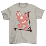 Sloth riding scooter t-shirt